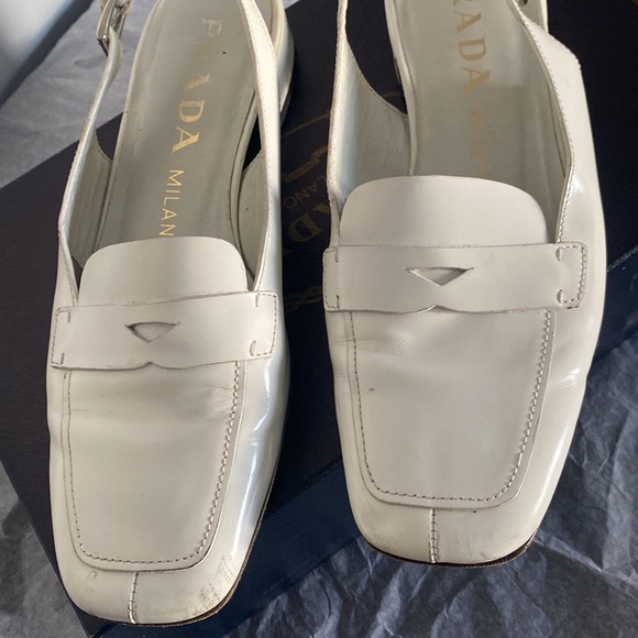 Prada white flat leather sling back sandal in size 6 - Picture 4 of 16